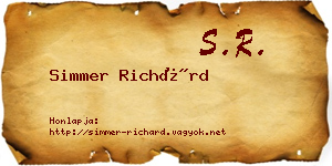 Simmer Richárd névjegykártya
